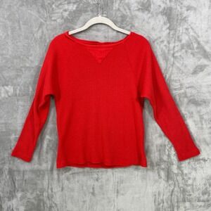 Foreign Legion Women's Size M Waffle Knit Thermal Long Sleeve Shirt‎ Orange USA